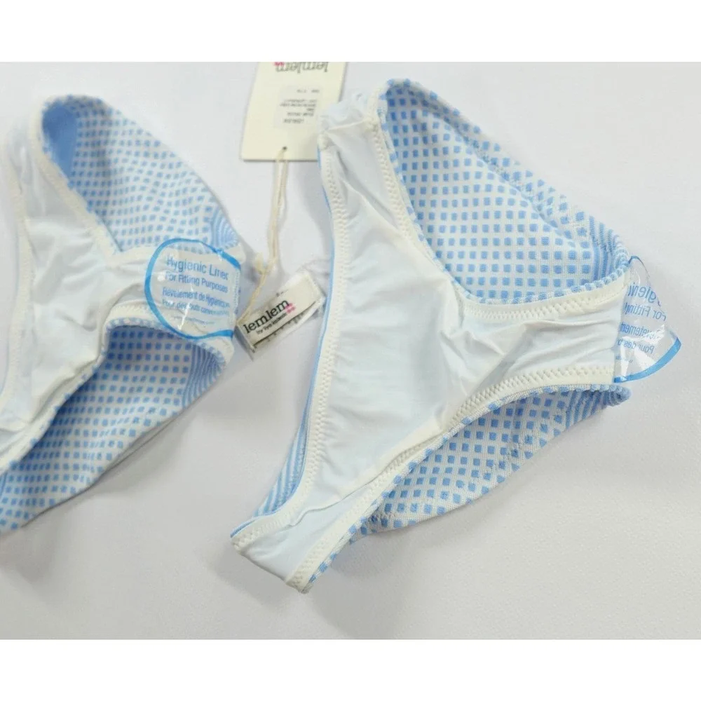 Lemlem Semira Sky Girls Bikini Bottoms XS S Light Sky Blue Jacquard Swim Lot 2pc